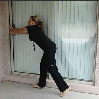 woman sliding door